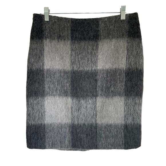 Talbots Dresses & Skirts - Talbots Skirt Wool Alpaca Blend Fuzzy Gray Plaid Pencil Sz 8 Preppy Academia